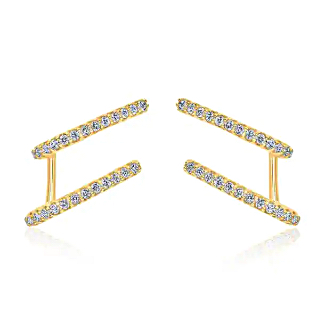 Yellow Gold Diamond Double Hoop Earrings 1/3ctw